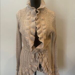 Women's Ruffled Beige Sweater cardigan